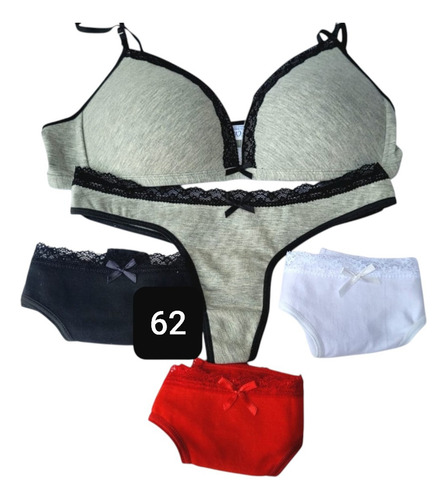 Conjuntos Celi Triang Soft Algodon Less Pack X 12 (art 62) Bla-roj-neg-rosa Algodón 85-100