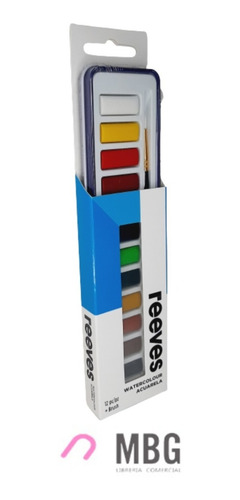 Imagen 2 de 6 de Acuarelas Pastillas Reeves En Lata X 12 Colores + Pincel