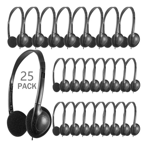 Wholesale Bulk Headphones 25 Pack For Kids,classroom,labs,st