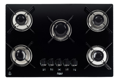 Fogão Cooktop 5 Bocas a Gás GLP Askoi Preto Acendimento Automático 110V/220V