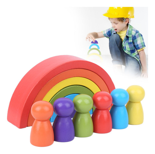 Juguetes Educativos Arcoíris Para Niños Apilables De Madera