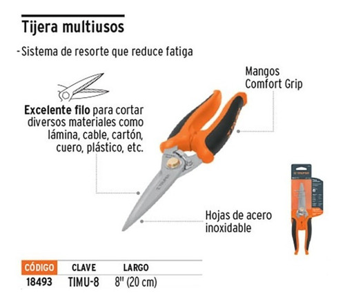 Tijera Multiusos 8' De Acero Inoxidable Truper 18493