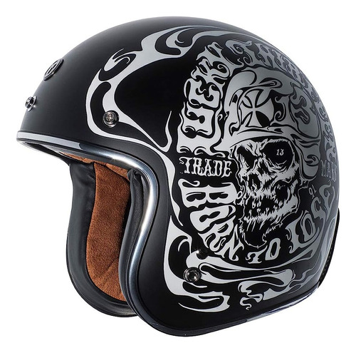 Torc T50 Route 66 Smoke Skull Lucky 13 Open Face Helmet (fla