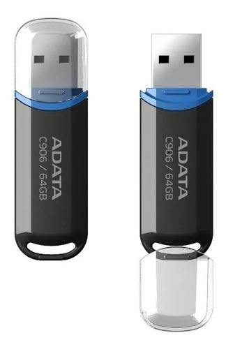 Pen Drive Adata C906, 64gb, Usb 2.0, Preto - Ac906-64g-rbk Cor Preto