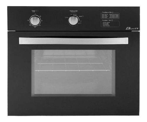 Forno de embutir à gás com grill elétrico (Multigás) Built Luxor 46L preto 110V