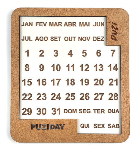Puziday - 1 Puzzle Diferente Todo Dia | Quebra-cabeça Desafio Calendário De Madeira (milhares De Combinações)