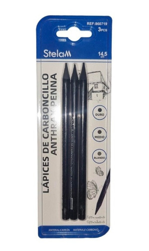 Pack De 3 Lapiz De Carboncillo En Barra Para Dibujo Artes 