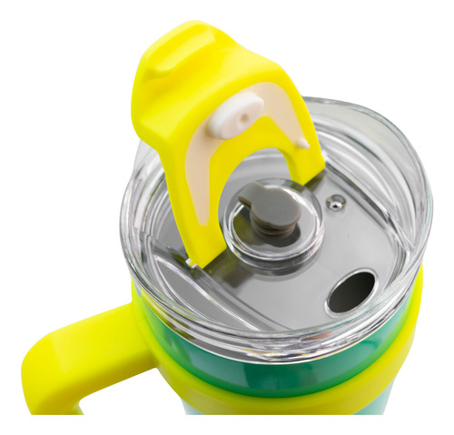 Termo Doble Pared Hermético Acero Inox Con Asa Y Popote 1.2l