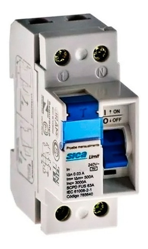 Disyuntor Diferencial Interruptor 2x63 Amp Sica