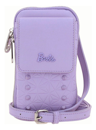 Bolso Porta Celular Barbie By Gorett Bar24082-p Acabado De Los Herrajes Níquel Color Lila Correa De Hombro Lila Diseño De La Tela Gráfico Embosado