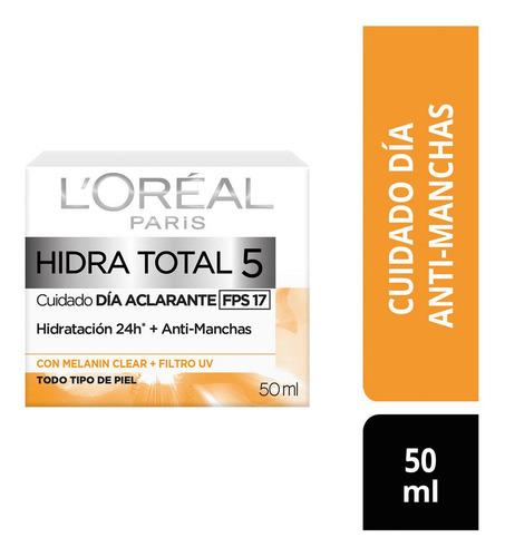 Imagen 1 de 3 de Crema Antimanchas Hidra Total 5 Spf17 Loreal Paris