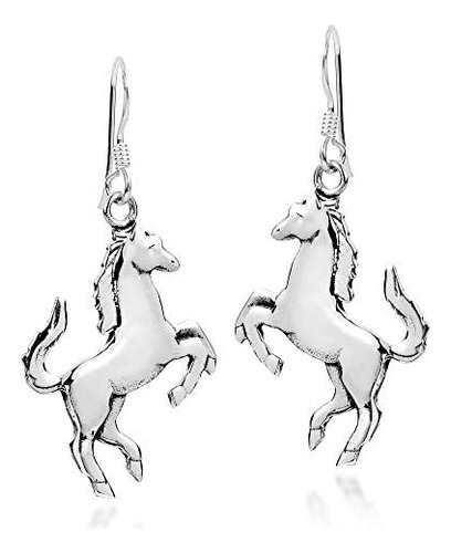 Pendientes Colgantes De Plata De Ley Con Caballo Equino Ramp