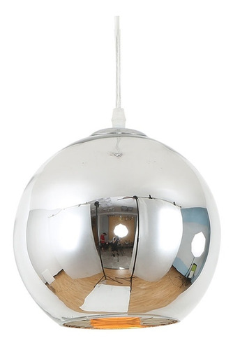 Luminaria Colgante Esfera 30cm E27 Color Plata Lin. Moderna