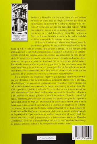 DERECHO FUNDAMENTAL AL MEDIO AMBIENTE, EL, de EDGAR ALAN ARROYO CISNEROS. Editorial Editorial Porrúa México en español
