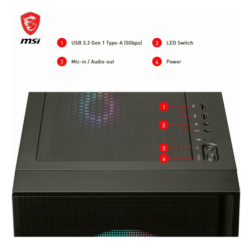 Msi Gabinete Mag Forge 320r Airflow Con Ventana Rgb,