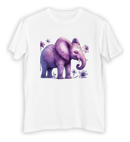 Remera Hombre Elefante Con Flores Dibujo Elephant Draw