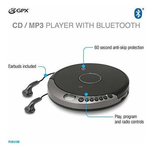 Pcb319b Reproductor Cd Portatil Bluetooth Incluye