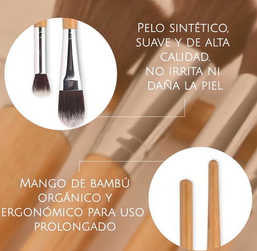 Brochas Maquillaje Portátilde Alta Calidad Profesional 11mango De Bambúset De Brochas De Maquillaje Herramientas De Belleza