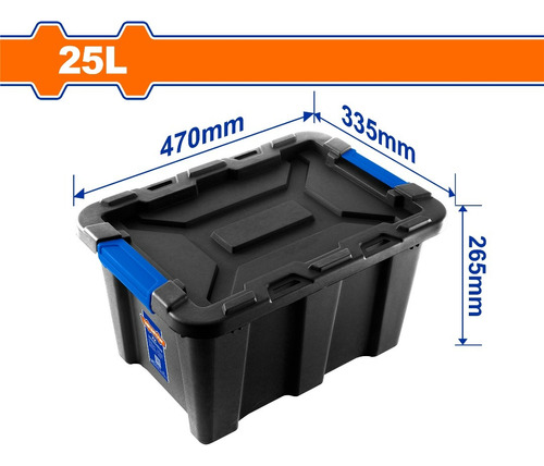 Caja Contenedor Plastico Apilable Negro 25lt Wadfow Wtb3325