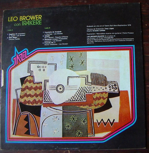 Leo Brouwer Con Irakere Lp Aranjuez Mozart Villalobos (Usado)