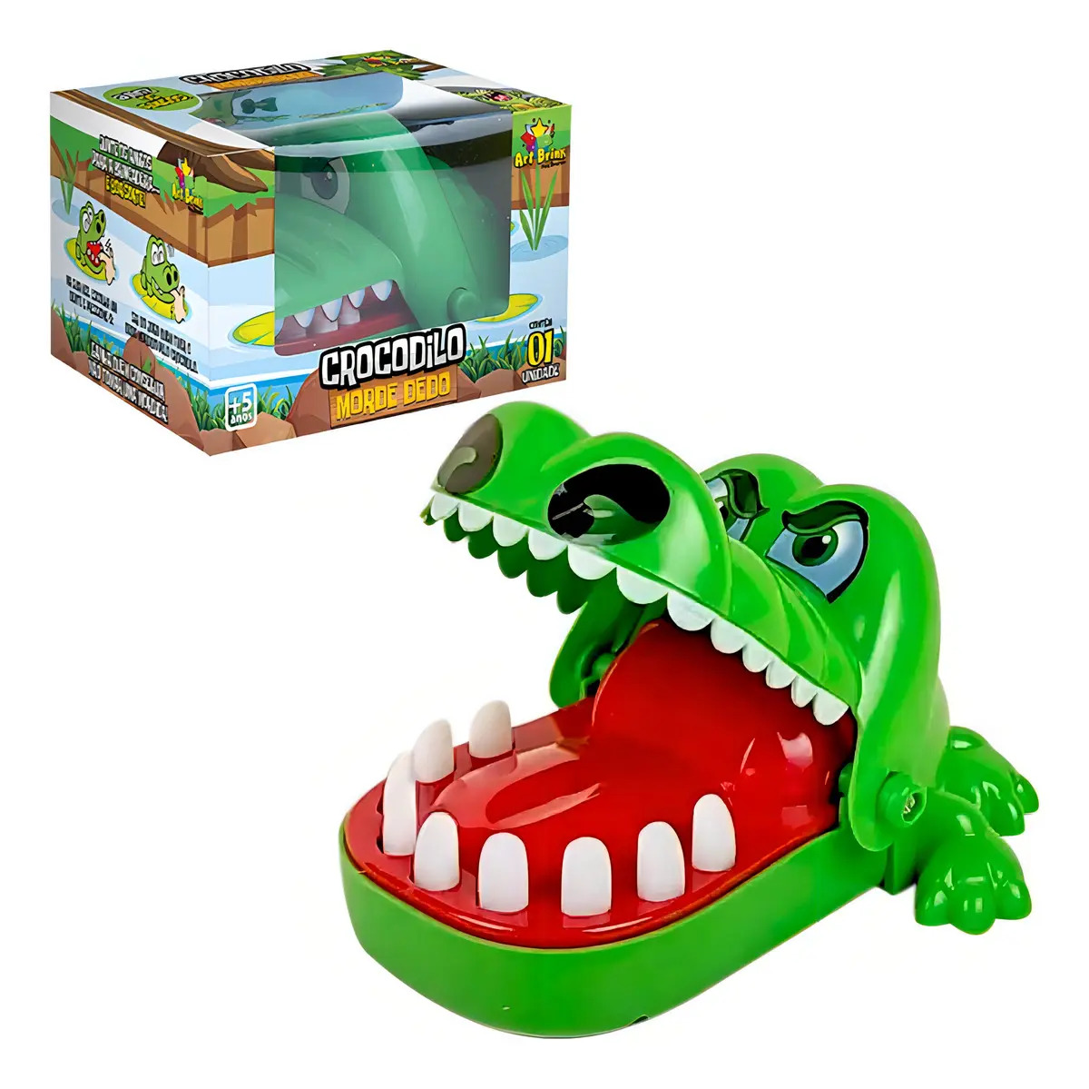 Jacaré Brinquedo Jogo Desafio Dentista Morde Dedo Crocodilo Cor Verde