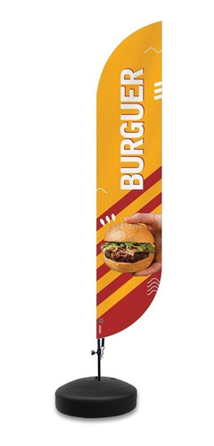 Wind Flag Banner Dupla Face 3m Completo Hamburgueria M3