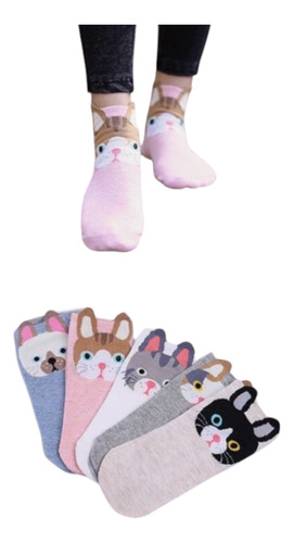 Tines Kawaii Calcetines De Perrito Tines De Perrito 3 Piezas Variados Estampado Único