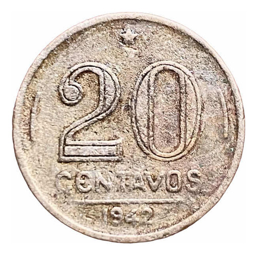 Moneda 20 Centavos Brasil 1942 Km 556