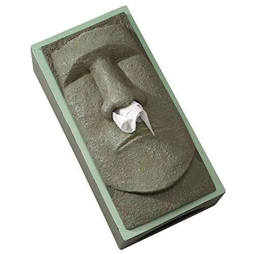 Bits And Pieces-tissue Box Cover Stone Face Tissue Holder -