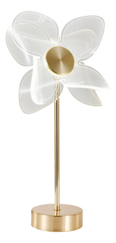 Abajur Moderno Dourado Flowers 3 Cores De Luz 5w Bivolt