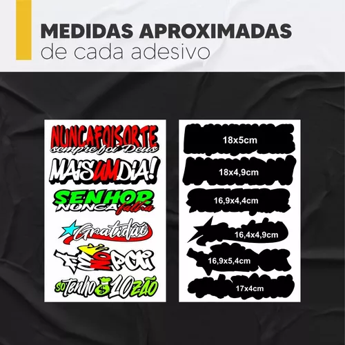 Cartela Adesivos Frases Impressas Grau 244 Carro Bike Moto