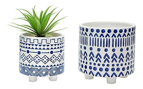 Mygift Juego De 2 Macetas De Ceramica Decorativas Modernas