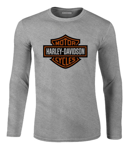 Camiseta Manga Larga Harley Davidson Logo Motos Ikl