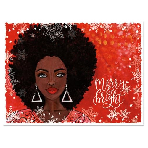 Tarjetas De Navidad Afroamericanas Merry & Bright De Shades 