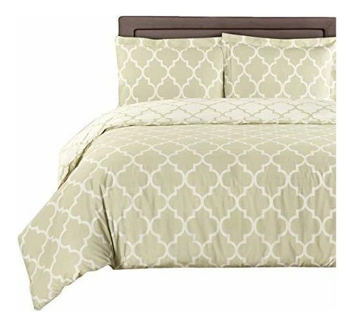 Gris Y Blanco Meridian 3 Piezas Full /queen Comforter Cove