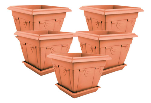 5x Floreira Romano Mini Sem Prato (900ml) Cerâmica Nutriplan