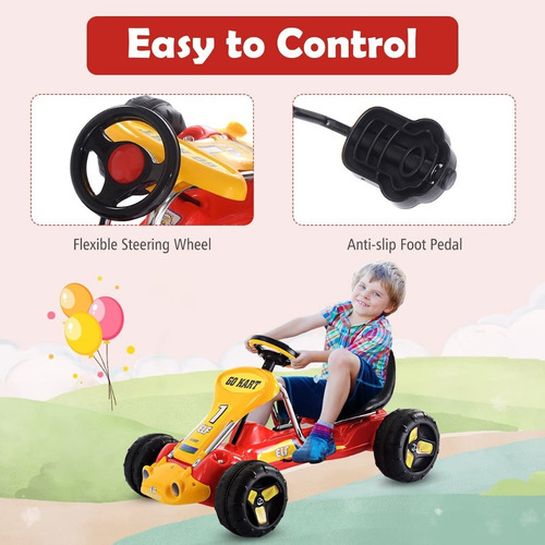 Carro Para Niños Tipo Go Kart Color Rojo Marca Costzon