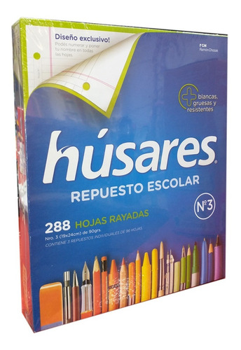 Repuesto Escolar N°3 Husares 288 Hojas Rayadas