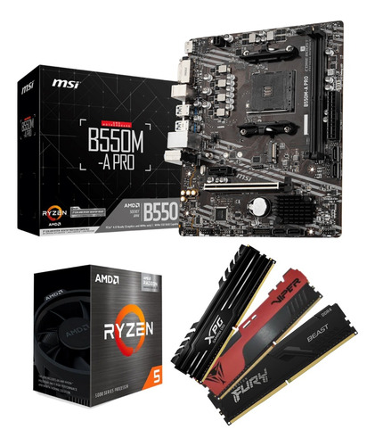 Kit Ryzen 5 5600gt + B550m Msi + 16gb Ddr4 3200mhz Cor Preto