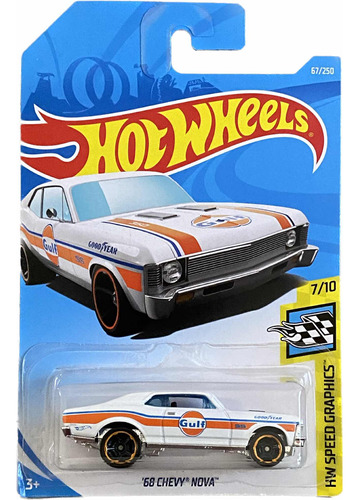 Hot Wheels 68 Chevy Nova Gulf Blanco Hw Speed 7/10 | 2018