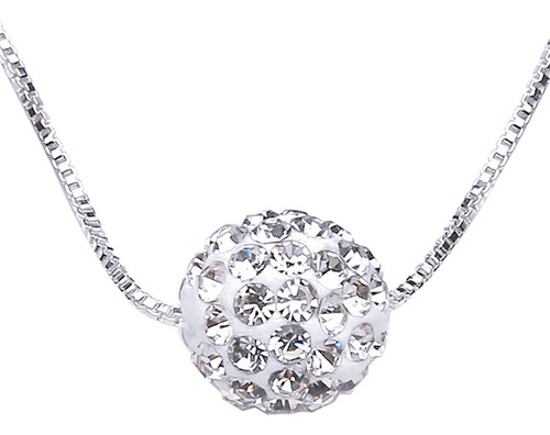 Collar Largo Colgante Bola Cristal Simple Completo Diamante