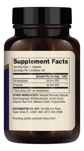 Dr. Mercola Serrapeptase Enzymes Salud Cardiovascular 60 Cap Sabor Sin Sabor