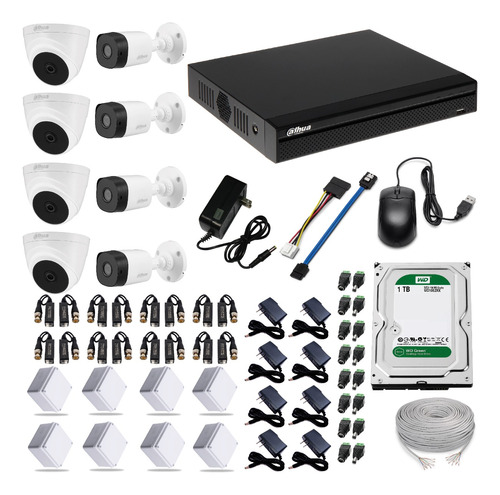 Kit 8 Camaras De Seguridad Dahua Dvr 16ch 5mp + D.d 1tb Cctv