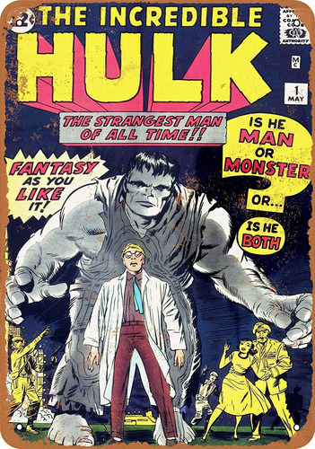 Femiad Señal Metal Aspecto Vintage 8 X 12  Incredible Hulk