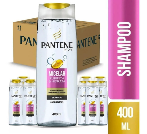Pack 12 Shampoo Pantene Micelar Purifica & Hidrata 400ml