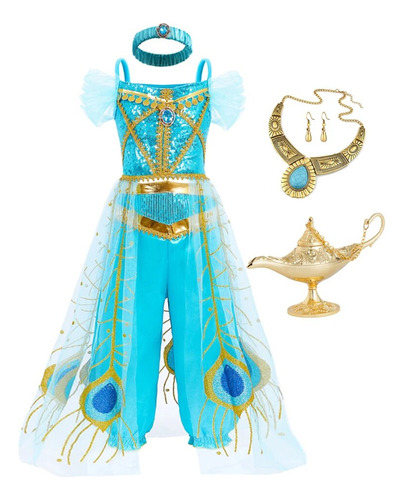 Vestido Jasmine Para Niños  Diseño De Princesa Aladdin  Lámp