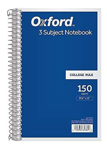 Cuaderno Trisubject Oxford, 150 Hojas, Regla College.