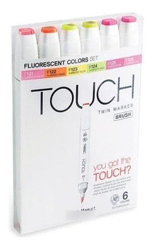 Set 6 Marcador Shinhanart Touch Twin Brush Fluorescent Color