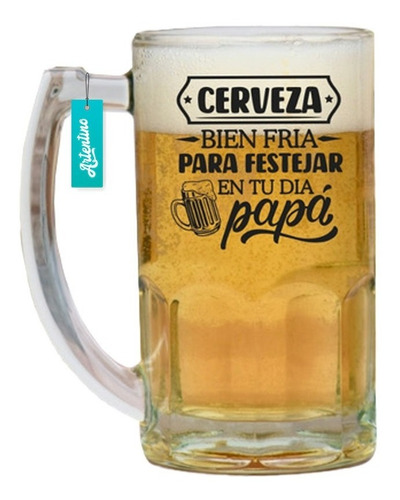 Imagen 3 de 7 de Set 6 Vaso Cerveza Chopp Cervecero Vidrio Papá Padre Amigos