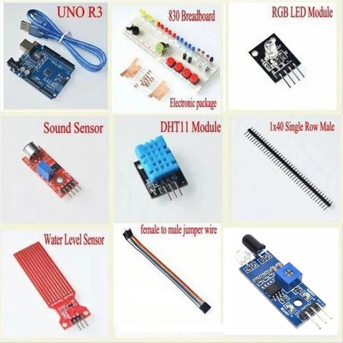 Imagen 2 de 3 de Kit Arduino Basico Robotica Con Sensores Protoboard Placa